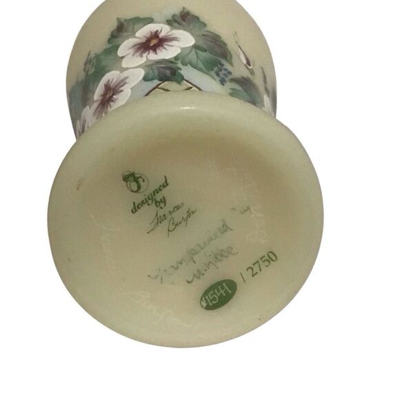 Fenton Burmese Satin Rose Bed Ewer Hand Painted Limited Edition - Picture 7 of 7